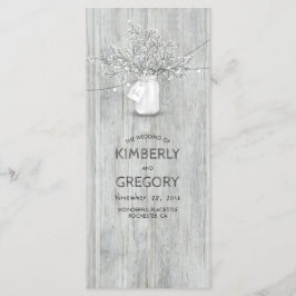 Rustic Mason Burk Baby's Band Bröllopsprogram Program