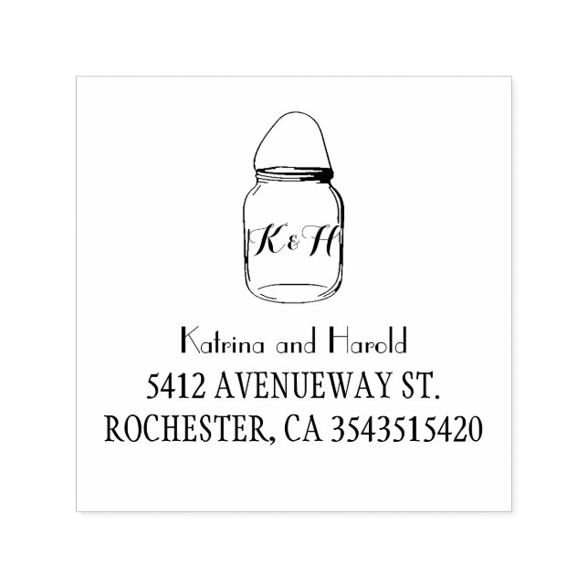 Rustic Mason Burk Barn Bröllop Självfärgande Stämpel (Design)