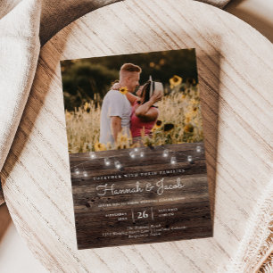 Rustic Mason Burk Barn Wood Photo Inbjudningar