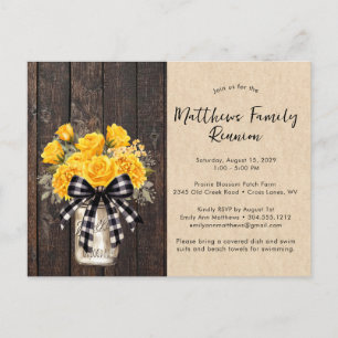 Rustic Mason Burk Blommigt Wood Family Reunion Meddelande Vykort