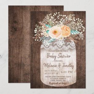 Rustic Mason Burk Boho Baby Shower-inbjudningar Inbjudningar