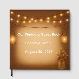 Rustic Mason Burk Bröllop Guest Bok