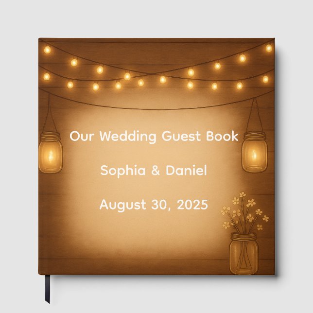 Rustic Mason Burk Bröllop Guest Bok (Framsida)
