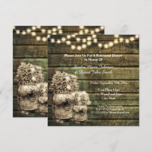 Rustic Mason Burk Bröllop Rehearsal Dinner Inbjudningar