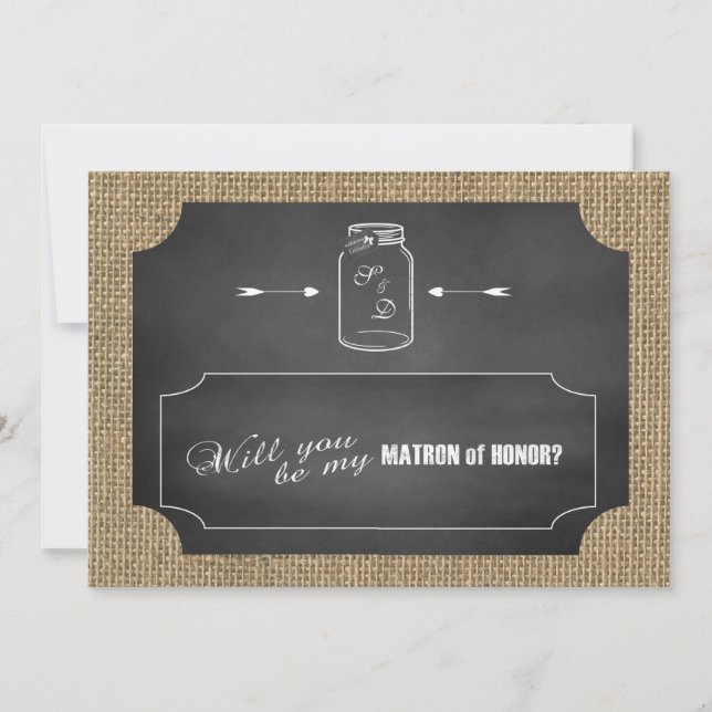 Rustic Mason Burk Burlap är min hedersson Inbjudningar (Framsida)