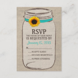 Rustic Mason Burk & Burlap och Solros OSA kort