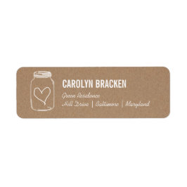 Rustic Mason Burk Cute Heart Kraft Brown Papper 2 Returadress Etikett