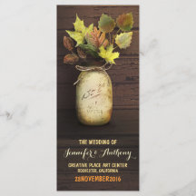 Rustic mason burk Fall Wedding Programs