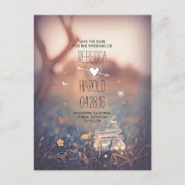 Rustic Mason Burk Fireflies Natature Save Date Meddelande Vykort