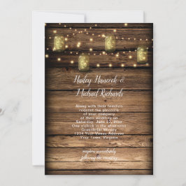 Rustic Mason Burk Fireflies String Ljus Inbjudningar