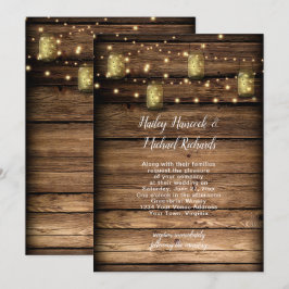 Rustic Mason Burk Fireflies String Ljus Inbjudningar