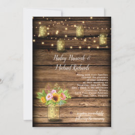 Rustic Mason Burk Fireflies Sunblommor String Ligh Inbjudningar