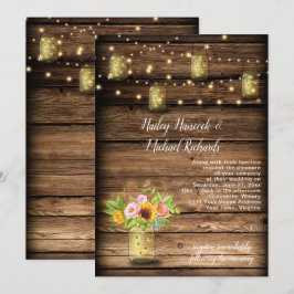 Rustic Mason Burk Fireflies Sunblommor String Ligh Inbjudningar