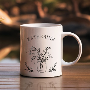 Rustic Mason Burk Flowers Personlig Kaffemugg