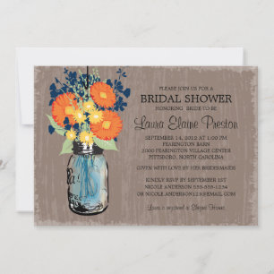 Rustic Mason Burk Gerber Daisy Möhippa Inbjudningar