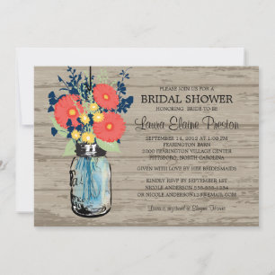 Rustic Mason Burk Gerber Daisy Möhippa Inbjudningar