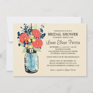 Rustic Mason Burk Gerbera Daisy Möhippa Inbjudningar