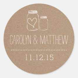 Rustic Mason Burk| Heart Wedding Favor Sticker2 Runt Klistermärke