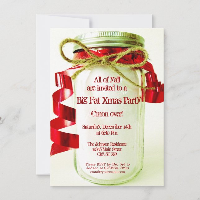 Rustic Mason Burk julfest Inbjudningar (Framsida)