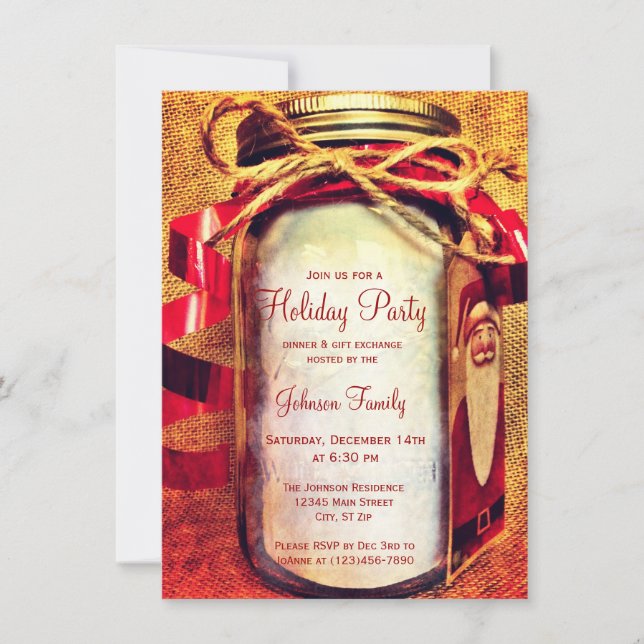 Rustic Mason Burk julfest Inbjudningar (Framsida)