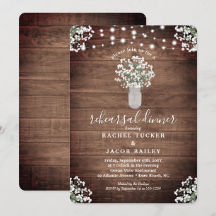 Rustic Mason Burk Ljus Blommigt Rehearsal Middag Inbjudningar