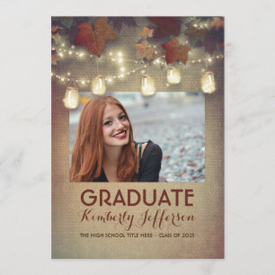 Rustic Mason Burk Ljus Fall Photo Studenten Inbjudningar