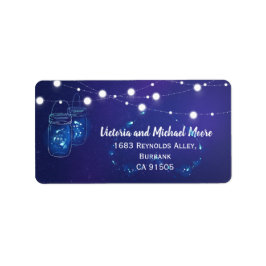 Rustic Mason Burk Ljus och Fireflies Bröllop Adressetikett