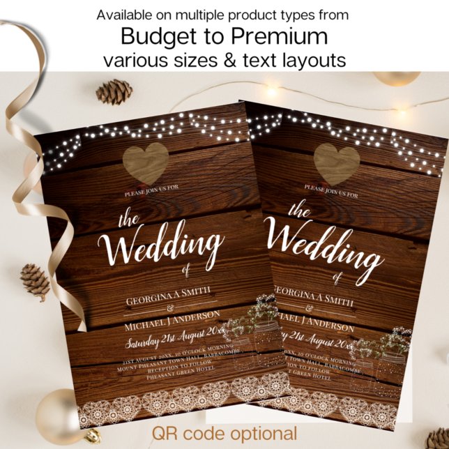 Rustic Mason Burk Ljus Snöre Gypsophilia BRÖLLOP (Skapare uppladdad)