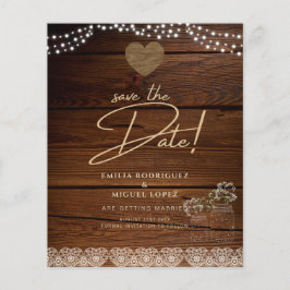 Rustic Mason Burk Ljus Snöre Gypsophilia BRÖLLOP Flygblad