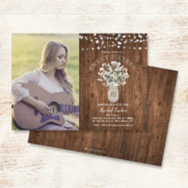 Rustic Mason Burk Ljus Sweet 16 Birthday Photo Inbjudningar