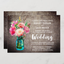 Rustic Mason Burk med Flower Bouquet Bröllop