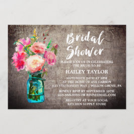 Rustic Mason Burk med Flower Bouquet Möhippa Inbjudningar