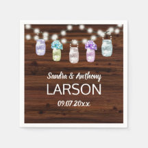 Rustic Mason Burk med Ljus Bröllop Napkins