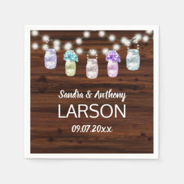 Rustic Mason Burk med Ljus Bröllop Napkins Pappersservett