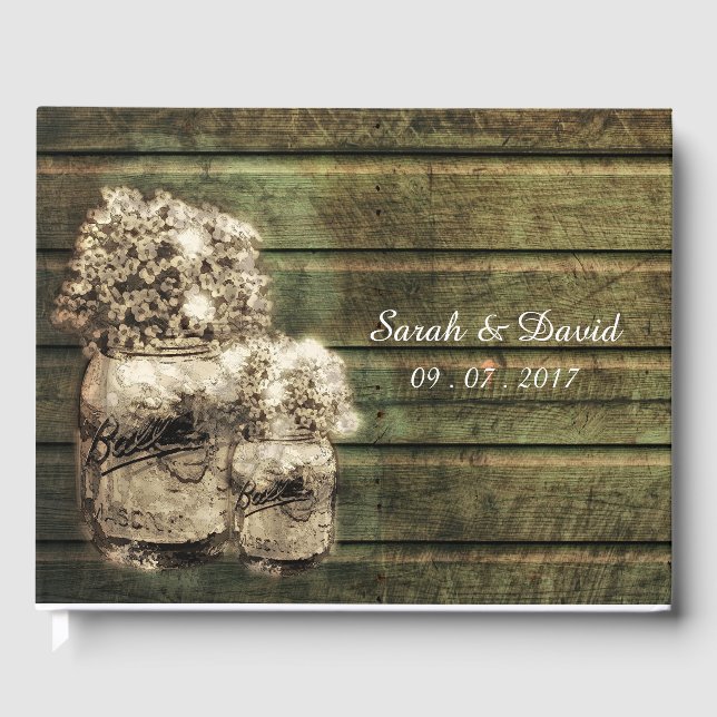 Rustic Mason Burk med Spädbarn utandning Gästböcker (Framsida)