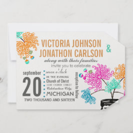 Rustic Mason Burk Mint Rosa Coral Teal Bröllop Inbjudningar