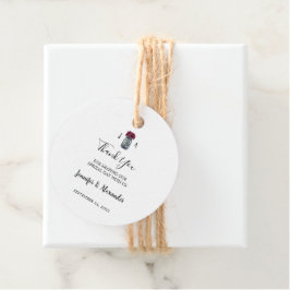 Rustic mason burk monogram landsbyggsbröllop gåvor etiketter