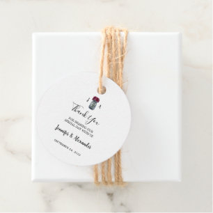 Rustic mason burk monogram landsbyggsbröllop gåvor etiketter