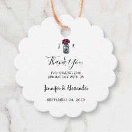 Rustic mason burk monogram landsbyggsbröllop gåvor etiketter