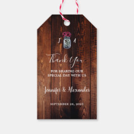 Rustic mason burk monogram landsbyggsbröllop presentetikett