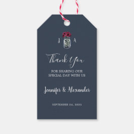 Rustic mason burk monogram marinblått bröllop presentetikett