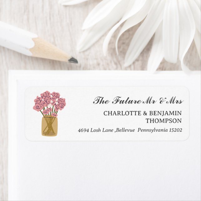 Rustic Mason Burk Mr och Bröllop Returadress Returadress Etikett (Insitu)