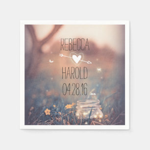 Rustic Mason Burk och Fireflies Garden Wedding Pappersservett
