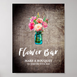 Rustic Mason Burk och Flowers Bouquet Flower Pub Poster