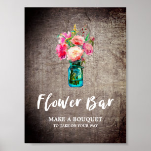 Rustic Mason Burk och Flowers Bouquet Flower Pub Poster