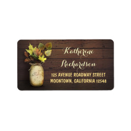 Rustic Mason burk och höst löv adressetiketter