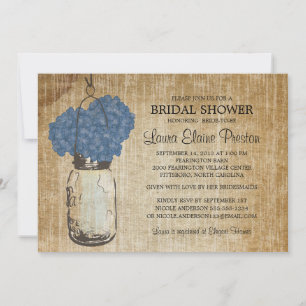 Rustic Mason Burk och Hydrangeas Inbjudningar