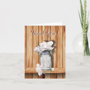 Rustic Mason Burk och Rosa Peonies Tack Kort