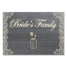Rustic Mason Burk och Snöre Bride Family Bord Card Bordsnummer