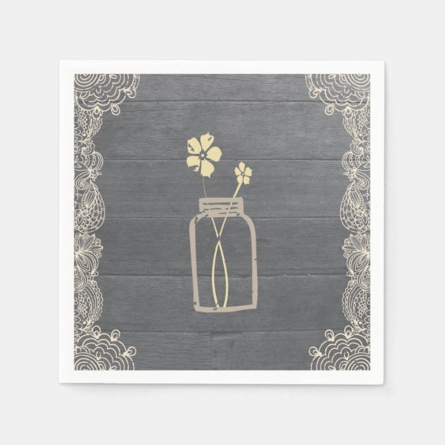 Rustic Mason Burk och Snöre Pappra Napkins Pappersservett (Framsidan)